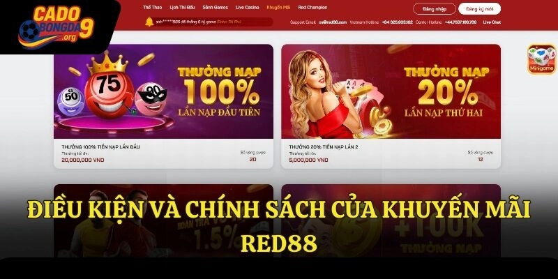 Điều kiện và chính sách của khuyến mãi Red88